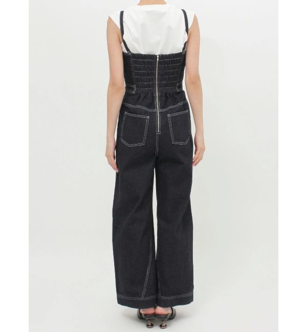 MURUA「デザインデニムロンパース」|オールインワン|