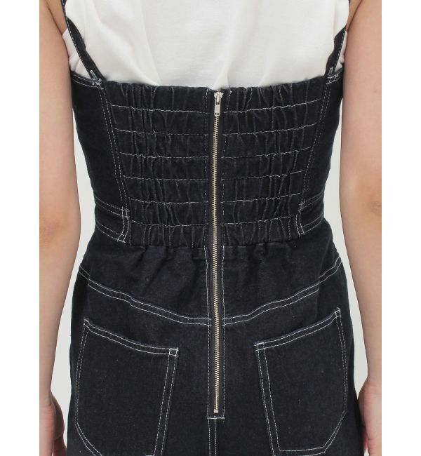 MURUA「デザインデニムロンパース」|オールインワン|