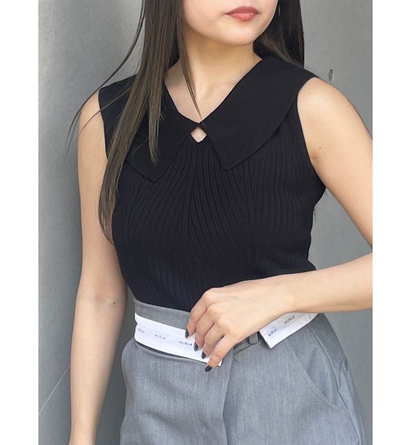 MURUA「付け衿2WAYリブニット」|ニット・セーター|ブラック