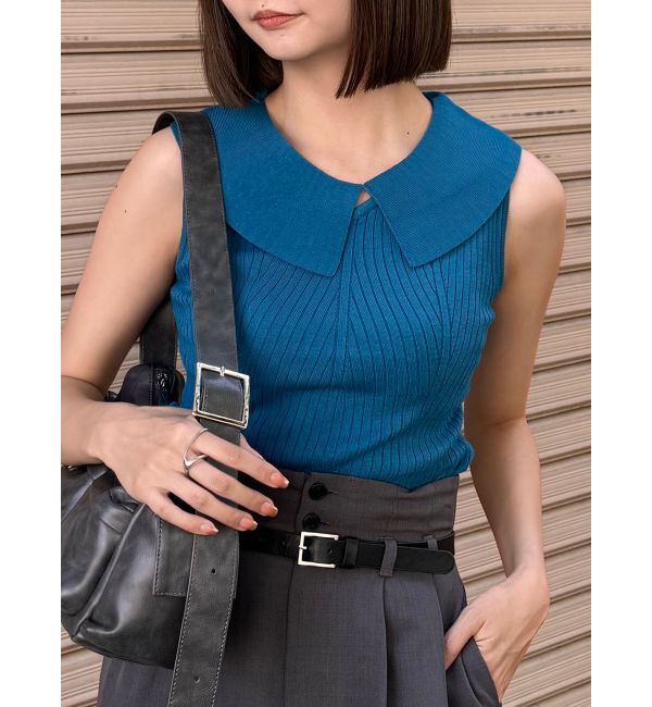 MURUA「付け衿2WAYリブニット」|ニット・セーター|ブルー