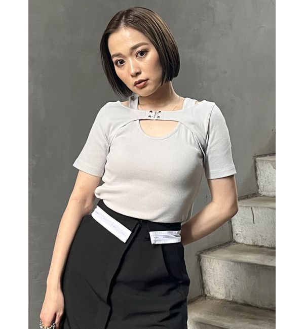 MURUA「フロントホックレイヤードテレコトップス」|Tシャツ・カットソー|