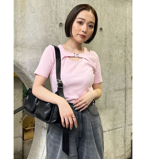 MURUA「フロントホックレイヤードテレコトップス」|Tシャツ・カットソー|