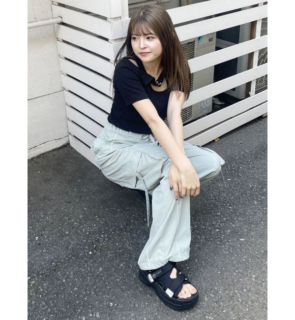 MURUA「フロントホックレイヤードテレコトップス」|Tシャツ・カットソー|