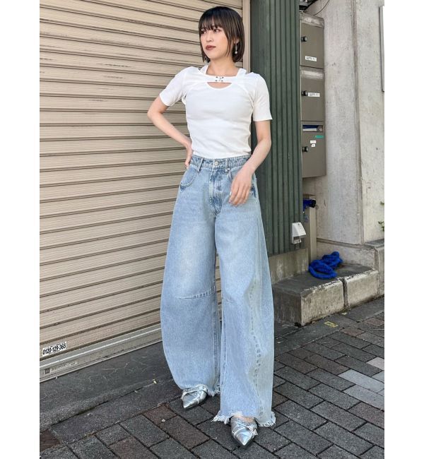 MURUA「フロントホックレイヤードテレコトップス」|Tシャツ・カットソー|