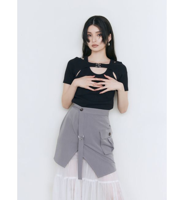 MURUA「フロントホックレイヤードテレコトップス」|Tシャツ・カットソー|