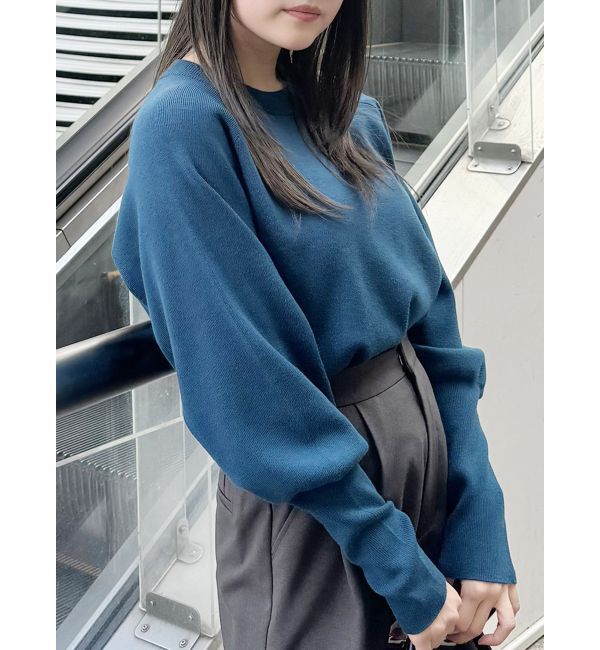 MURUA「クルーネックボリュームスリーブニット」|ニット・セーター|ブルー