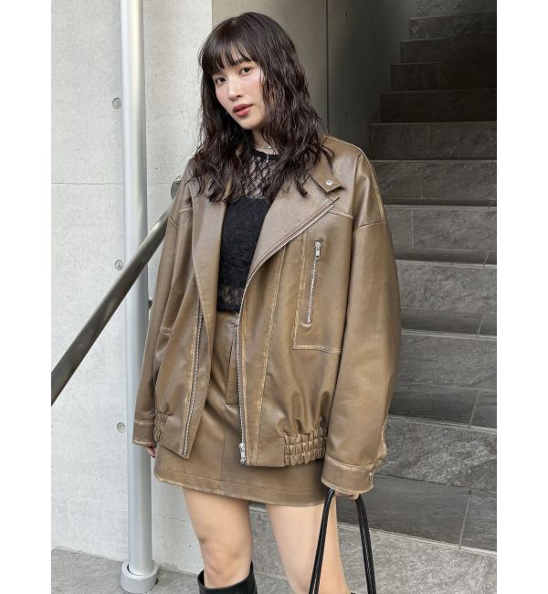 MURUA「ヴィンテージライクフェイクレザーミニスカート」|スカート|