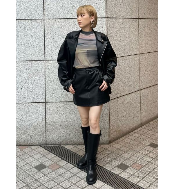 MURUA「ヴィンテージライクフェイクレザーミニスカート」|スカート|