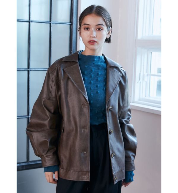 MURUA「フェイクレザーミドルジャケット」|ブルゾン・スタジャン|