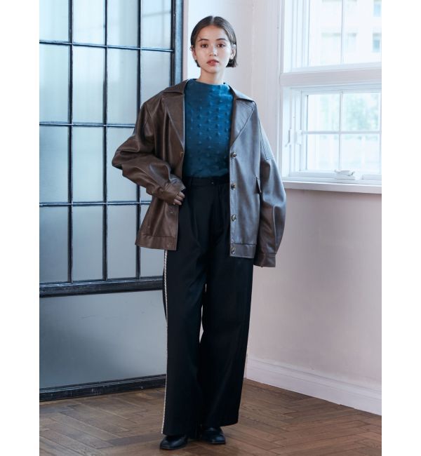 MURUA「フェイクレザーミドルジャケット」|ブルゾン・スタジャン|