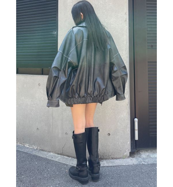 MURUA「フェイクレザーミドルジャケット」|ブルゾン・スタジャン|