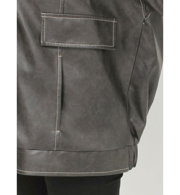MURUA「フェイクレザーミドルジャケット」|ブルゾン・スタジャン|