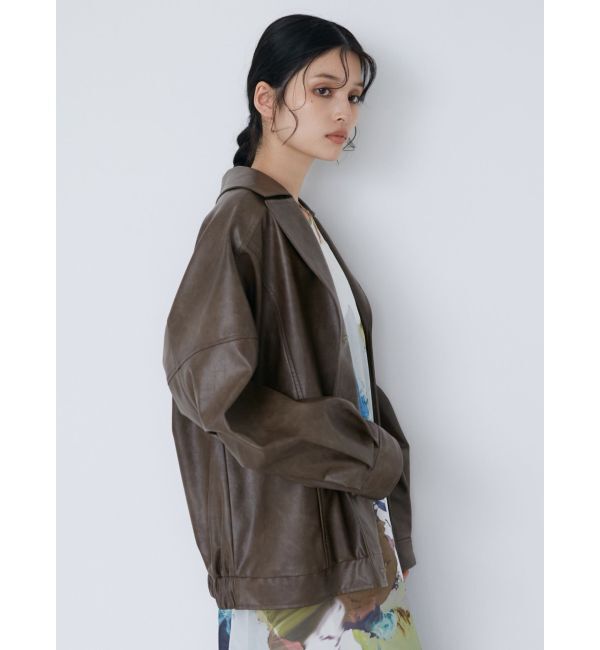 MURUA「フェイクレザーミドルジャケット」|ブルゾン・スタジャン|