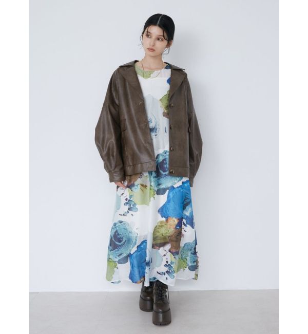 MURUA「フェイクレザーミドルジャケット」|ブルゾン・スタジャン|