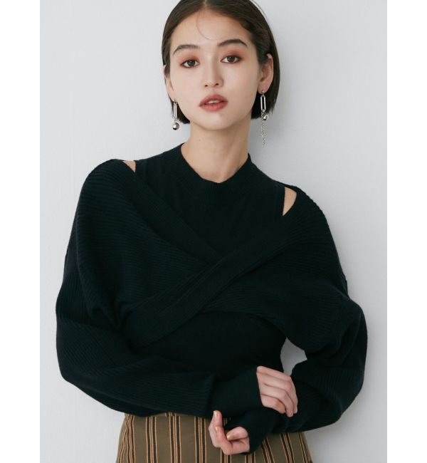 MURUA「ドッキングカシュクールニット」|ニット・セーター|ブラック