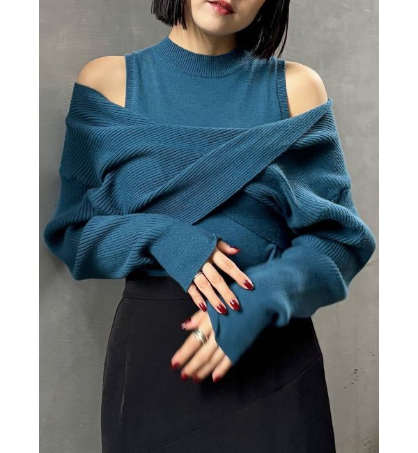 MURUA「ドッキングカシュクールニット」|ニット・セーター|ブルー