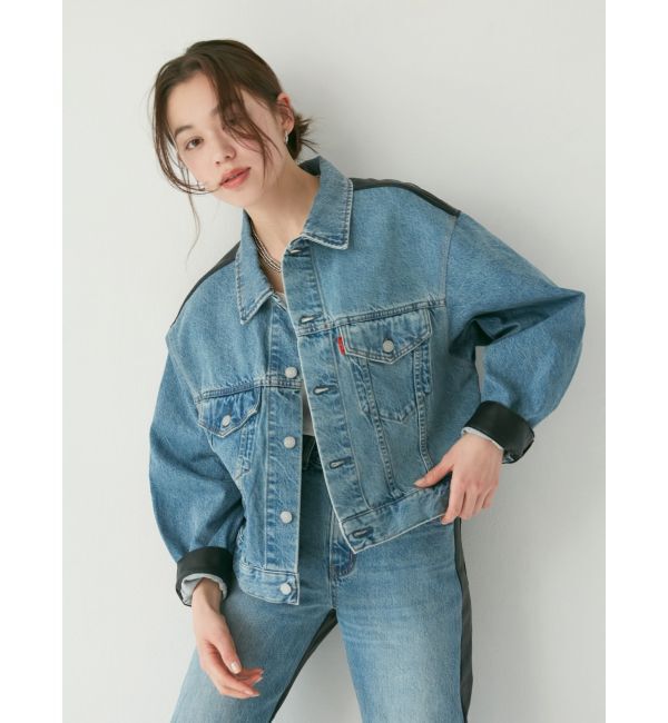 Ungrid「フェイクレザードッキングデニムジャケット」|ブルゾン・スタジャン|