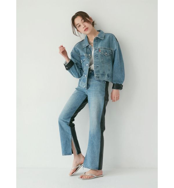 Ungrid「フェイクレザードッキングデニムジャケット」|ブルゾン・スタジャン|