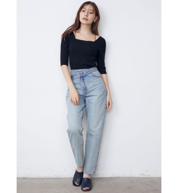 LAGUNAMOON「ウエストアシンメトリーデニムパンツ」|デニム|