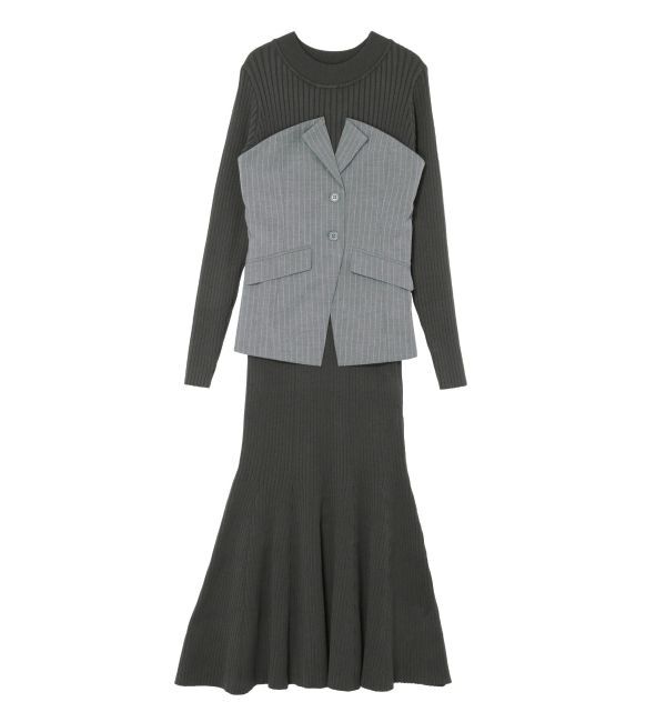 LAGUNAMOON「ボタンジレドッキングニットワンピース」|ワンピース|