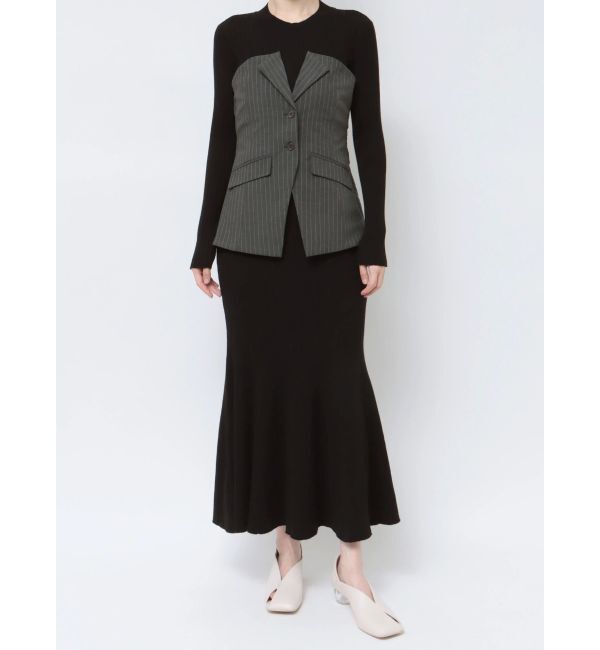 LAGUNAMOON「ボタンジレドッキングニットワンピース」|ワンピース|ブラック