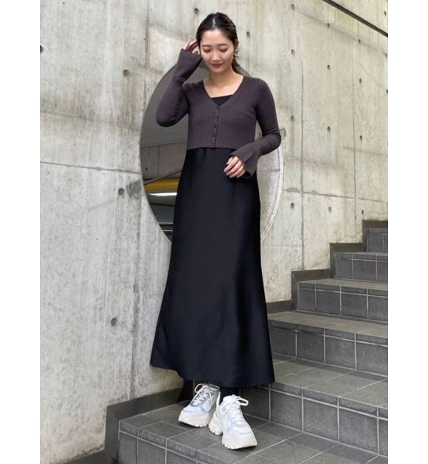 LAGUNAMOON「カーデセットキャミワンピース」|ワンピース|ブラック