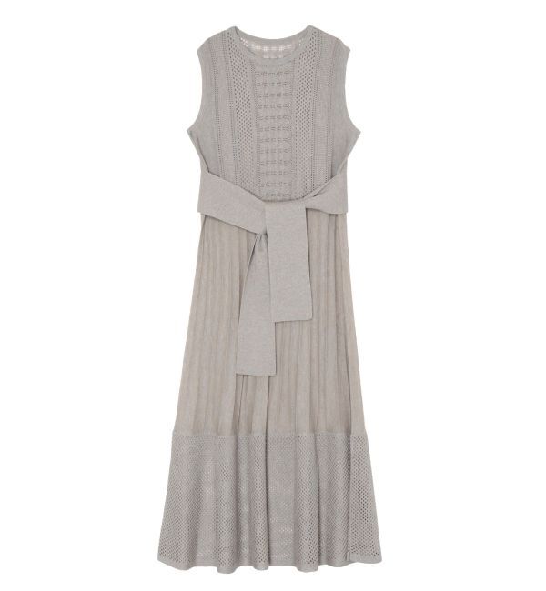 LAGUNAMOON「ストライプメッシュニットワンピース」|ワンピース|グレー