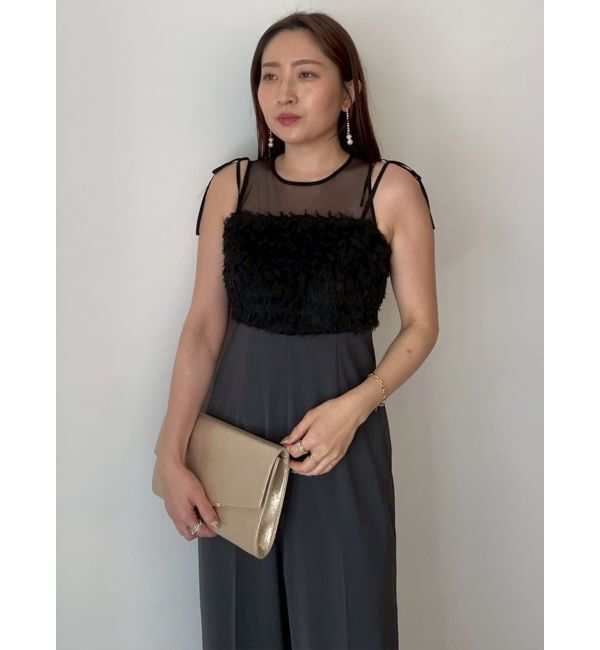 LAGUNAMOON「LADYデコレーションレイヤードパンツドレス」|ドレス|チャコールグレー