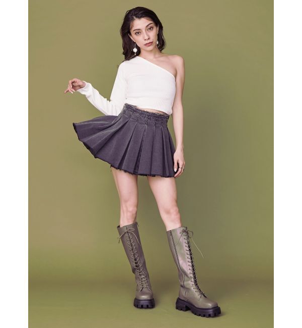 EVRIS「ワンショルダークロップドトップス」|Tシャツ・カットソー|