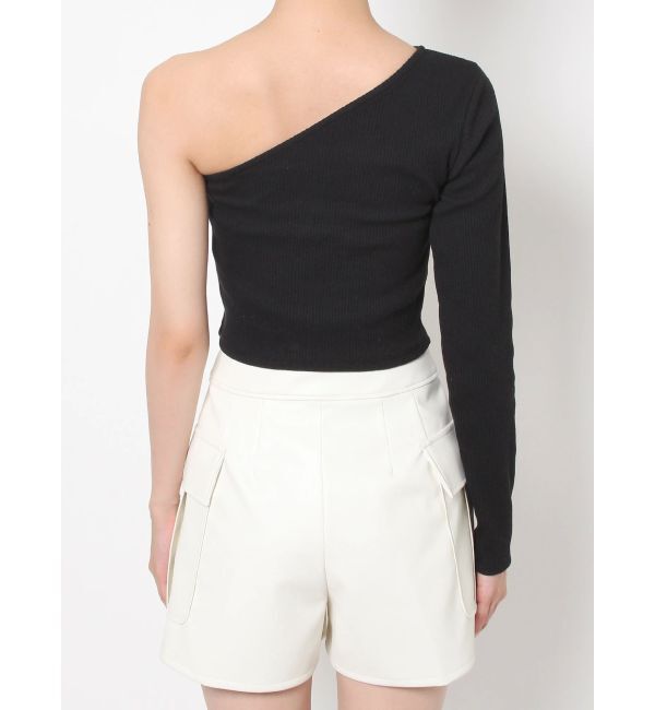 EVRIS「ワンショルダークロップドトップス」|Tシャツ・カットソー|