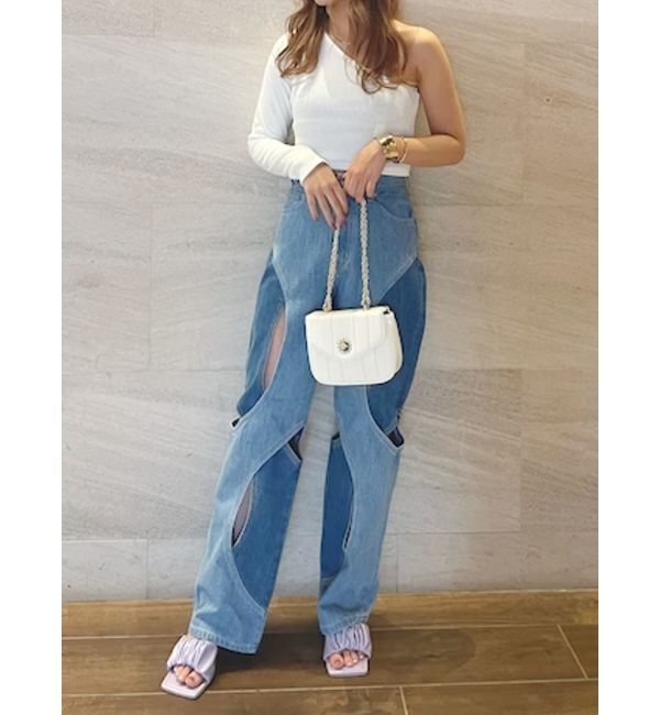 EVRIS「ワンショルダークロップドトップス」|Tシャツ・カットソー|