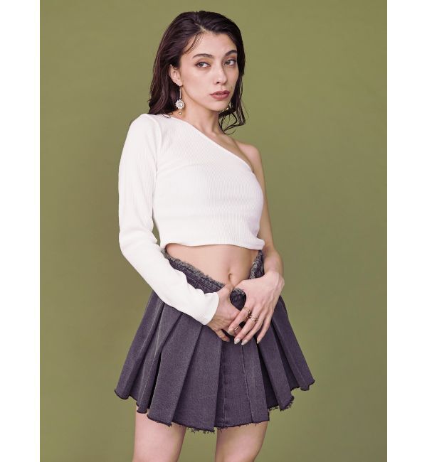 EVRIS「ワンショルダークロップドトップス」|Tシャツ・カットソー|