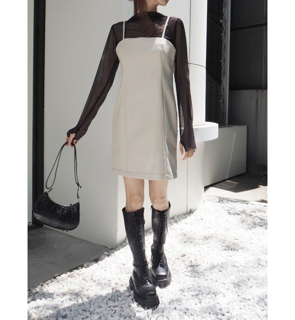 EVRIS「レザーライクミニワンピース」|ワンピース|