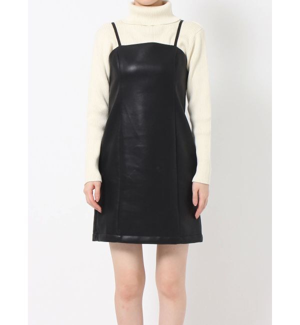 EVRIS「レザーライクミニワンピース」|ワンピース|