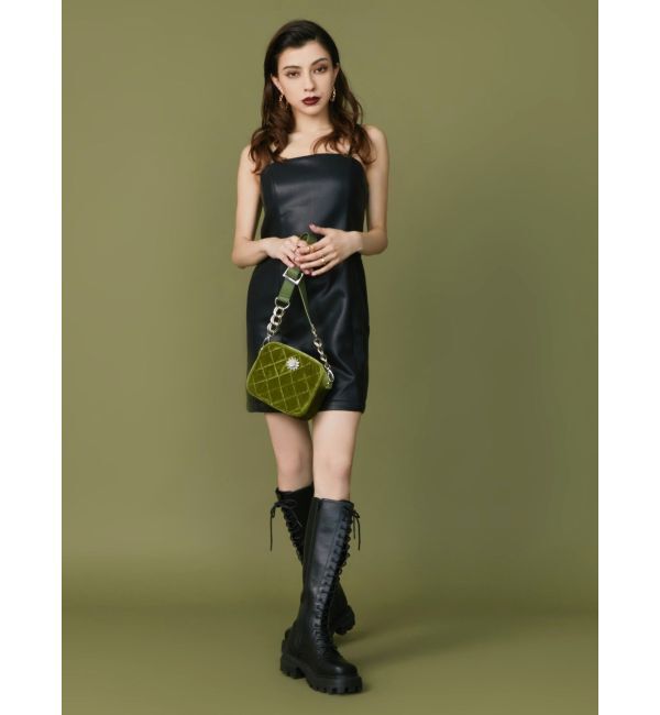 EVRIS「レザーライクミニワンピース」|ワンピース|