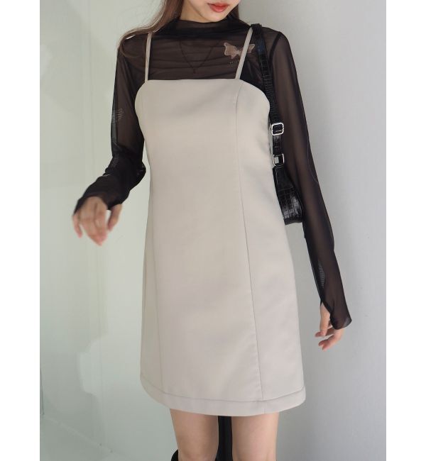 EVRIS「レザーライクミニワンピース」|ワンピース|