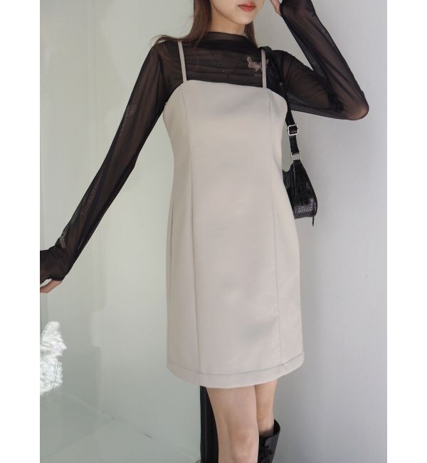 EVRIS「レザーライクミニワンピース」|ワンピース|