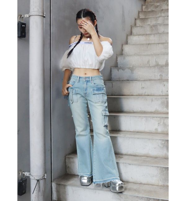 EVRIS「ロゴラインオフショルトップス」|シャツ・ブラウス|