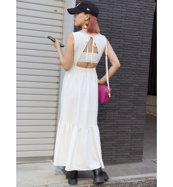 EVRIS「バックシャーリングロングワンピース」|ワンピース|