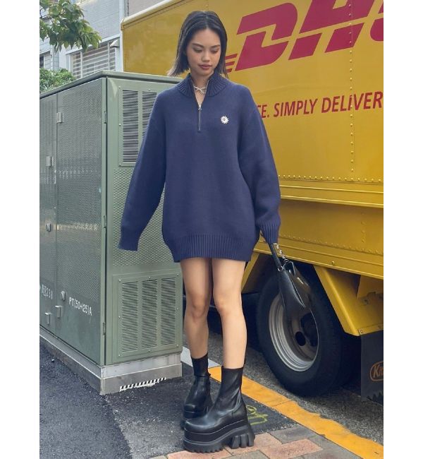 EVRIS「SUNNYハーフジップニットトップス」|ニット・セーター|