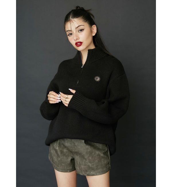 EVRIS「SUNNYハーフジップニットトップス」|ニット・セーター|