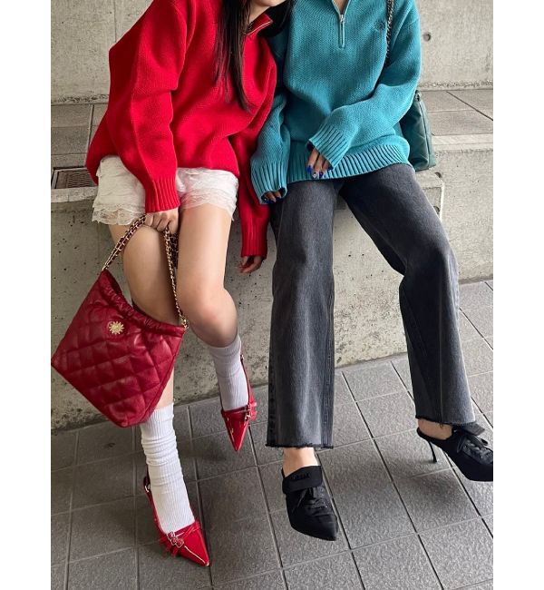 EVRIS「SUNNYハーフジップニットトップス」|ニット・セーター|