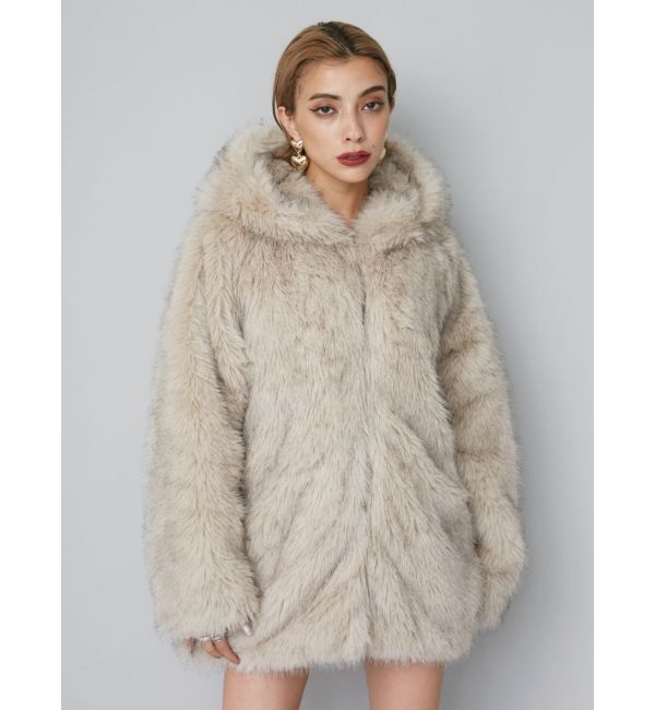 EVRIS「フェイクファーフーディコート」|その他|