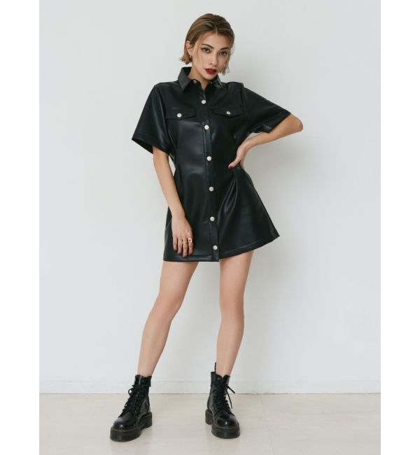 EVRIS「フェイクレザーミニワンピース」|ワンピース|