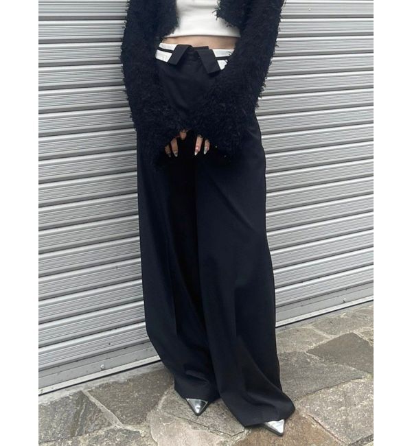 EVRIS「ベルトデザインタックワイドパンツ【セットアップ着用可能】」|その他|ブラック