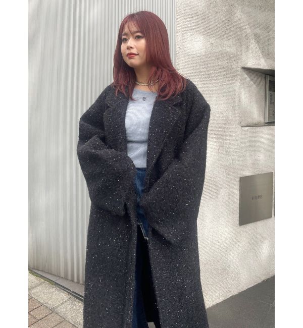 EVRIS「ラメオーバーサイズロングコート」|チェスターコート|