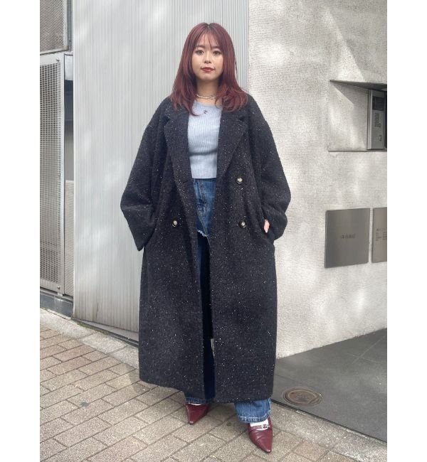 EVRIS「ラメオーバーサイズロングコート」|チェスターコート|