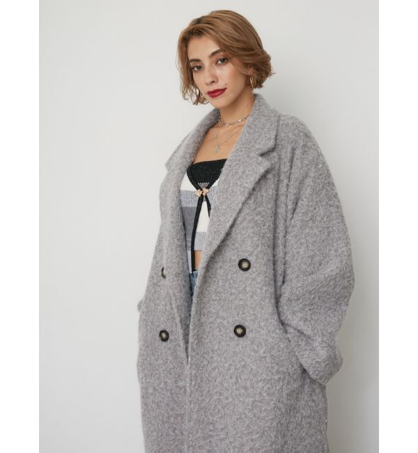 EVRIS「ラメオーバーサイズロングコート」|チェスターコート|