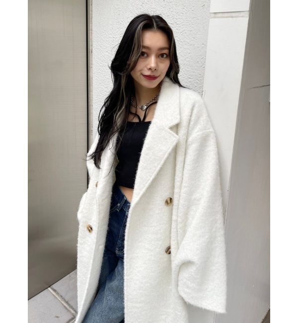 EVRIS「ラメオーバーサイズロングコート」|チェスターコート|