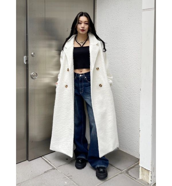 EVRIS「ラメオーバーサイズロングコート」|チェスターコート|